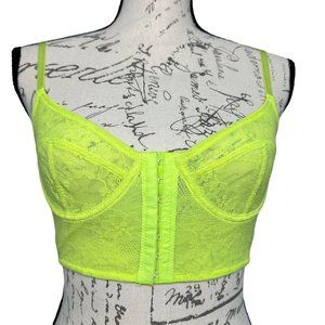 Free People Intimately | Neon Yellow Lace Underwire Front Clasp Bra | Size XS